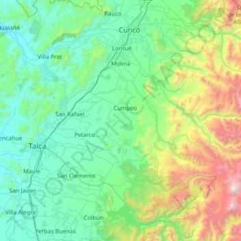Mappa topografica Molina, altitudine, rilievo