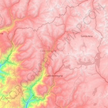 Mappa topografica Castrovirreyna, altitudine, rilievo