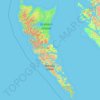 Mappa topografica Haida Gwaii, altitudine, rilievo