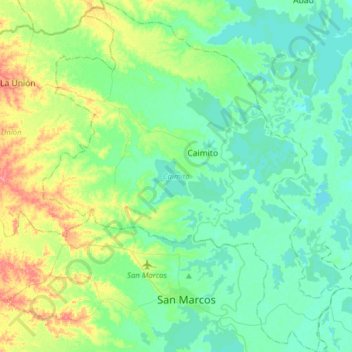 Mappa topografica Caimito, altitudine, rilievo