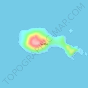 Mappa topografica Hon Mun Island, altitudine, rilievo