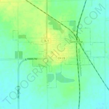 Mappa topografica St. Anne, altitudine, rilievo