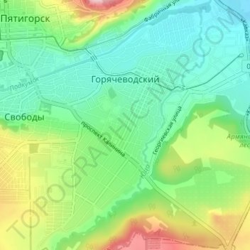 Mappa topografica Горячеводский, altitudine, rilievo