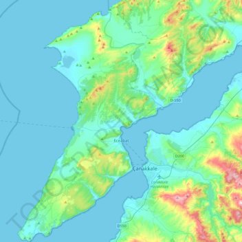 Mappa topografica Eceabat, altitudine, rilievo