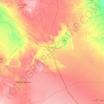 Mappa topografica محافظة دومة الجندل, altitudine, rilievo