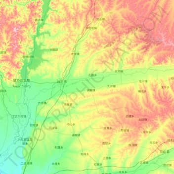 Mappa topografica 讷河市, altitudine, rilievo