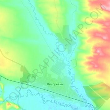 Mappa topografica Вихоревка, altitudine, rilievo