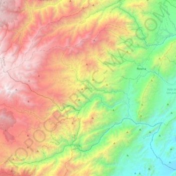 Mappa topografica Rovira, altitudine, rilievo