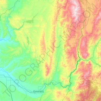 Mappa topografica Gem County, altitudine, rilievo