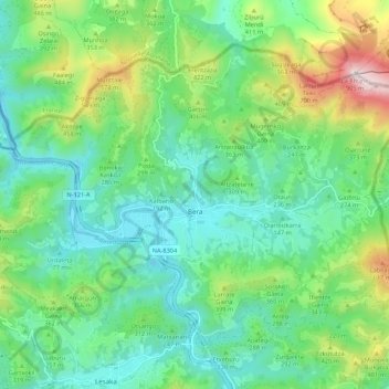 Mappa topografica Bera, altitudine, rilievo