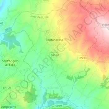 Mappa topografica Fontanarosa, altitudine, rilievo
