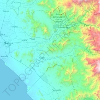 Mappa topografica Provincia de Chiclayo, altitudine, rilievo