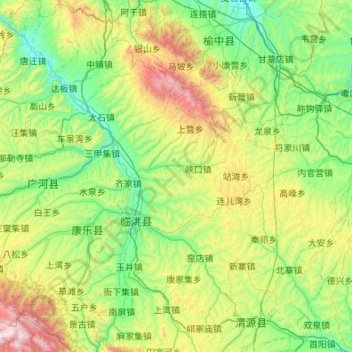 Mappa topografica 临洮县, altitudine, rilievo