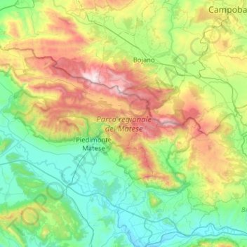 Mappa topografica Parco regionale del Matese, altitudine, rilievo