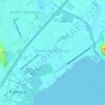 Mappa topografica Ponte do Imaruim, altitudine, rilievo