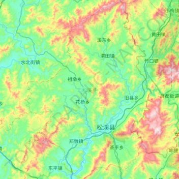 Mappa topografica 松溪县, altitudine, rilievo