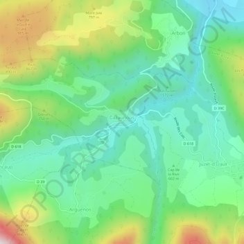 Mappa topografica Cazaunous, altitudine, rilievo