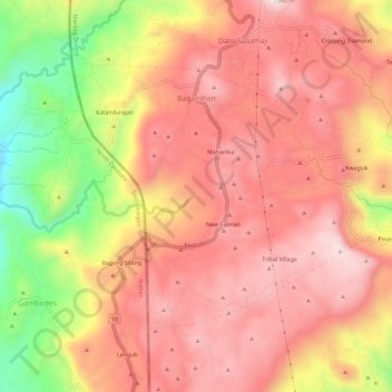 Mappa topografica Baganihan, altitudine, rilievo