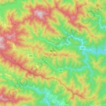 Mappa topografica Hinohara, altitudine, rilievo