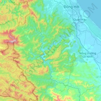 Mappa topografica Quảng Ninh District, altitudine, rilievo