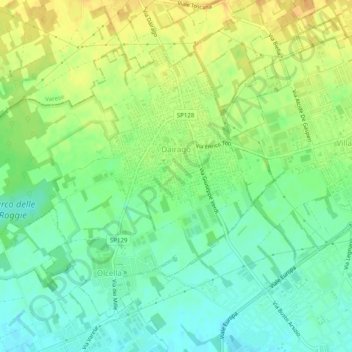 Mappa topografica Dairago, altitudine, rilievo
