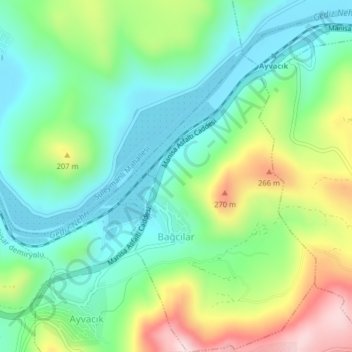 Mappa topografica Bağcılar Mahallesi, altitudine, rilievo