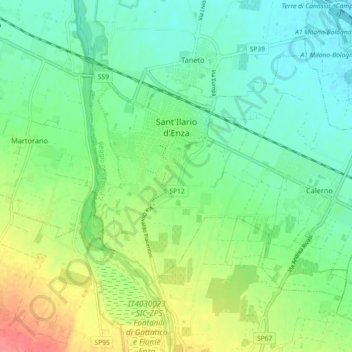 Mappa topografica Sant'Ilario d'Enza, altitudine, rilievo