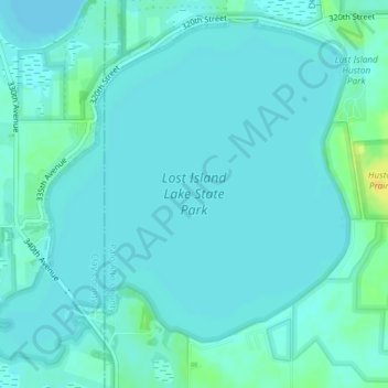 Mappa topografica Lost Island Lake, altitudine, rilievo