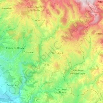 Mappa topografica 42360, altitudine, rilievo