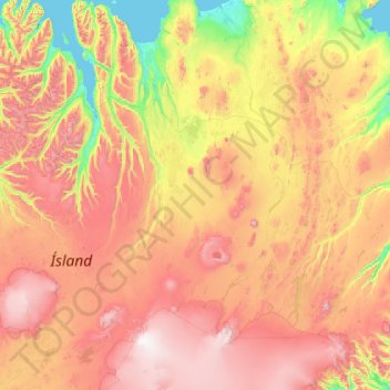 Mappa topografica Þingeyjarsveit, altitudine, rilievo