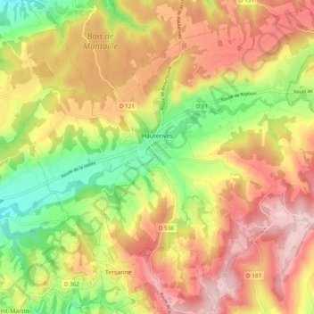 Mappa topografica Hauterives, altitudine, rilievo