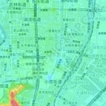 Mappa topografica 小营街道, altitudine, rilievo