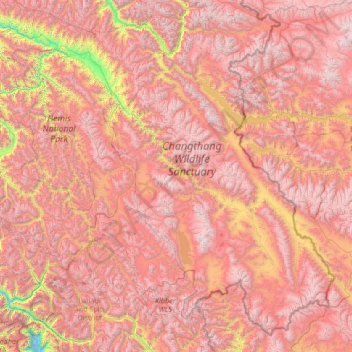Mappa topografica Leh Tehsil, altitudine, rilievo