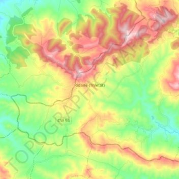 Mappa topografica Ridane, altitudine, rilievo