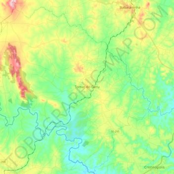 Mappa topografica Tomar do Geru, altitudine, rilievo