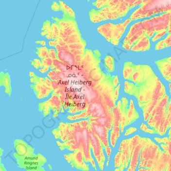 Mappa topografica Axel Heiberg Island, altitudine, rilievo