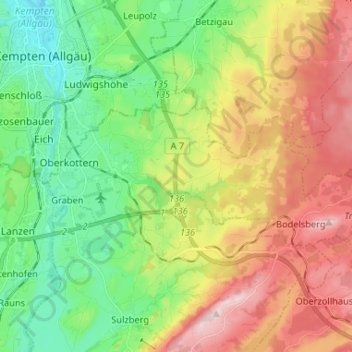 Mappa topografica 87471, altitudine, rilievo
