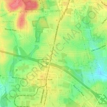Mappa topografica Morrow, altitudine, rilievo