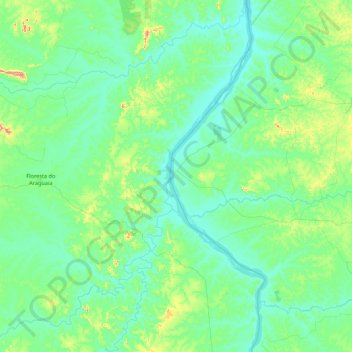 Mappa topografica Pau d'Arco, altitudine, rilievo