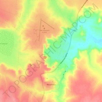 Mappa topografica Woomera, altitudine, rilievo