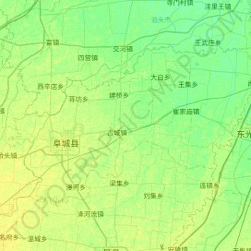 Mappa topografica 阜城县, altitudine, rilievo