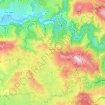 Mappa topografica Lassouts, altitudine, rilievo