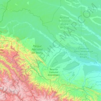 Mappa topografica Manu, altitudine, rilievo
