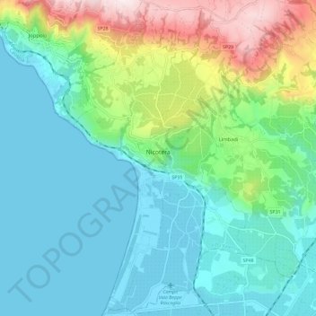 Mappa topografica Nicotera, altitudine, rilievo