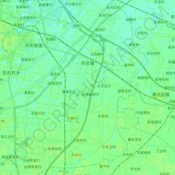 Mappa topografica 邓庄镇, altitudine, rilievo