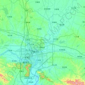 Mappa topografica 襄州区, altitudine, rilievo