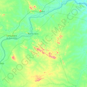 Mappa topografica Riacho Seco, altitudine, rilievo