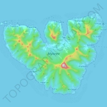 Mappa topografica Mo’orea, altitudine, rilievo