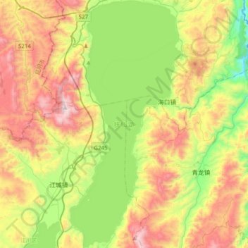 Mappa topografica 抚仙湖, altitudine, rilievo