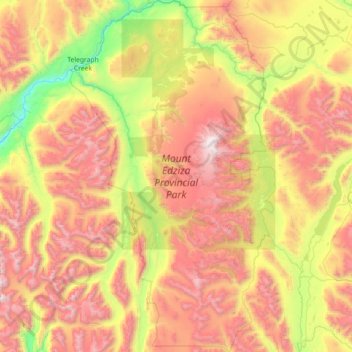 Mappa topografica Mount Edziza Provincial Park, altitudine, rilievo